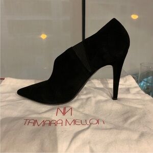 Tamara Mellon Black Women's Swede Bootie, size 37.5